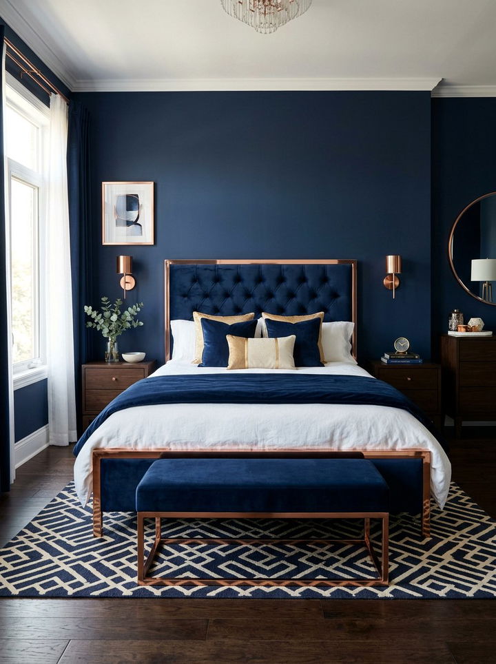 Rose Gold Navy Blue Bedroom - 30 rose gold bedroom ideas