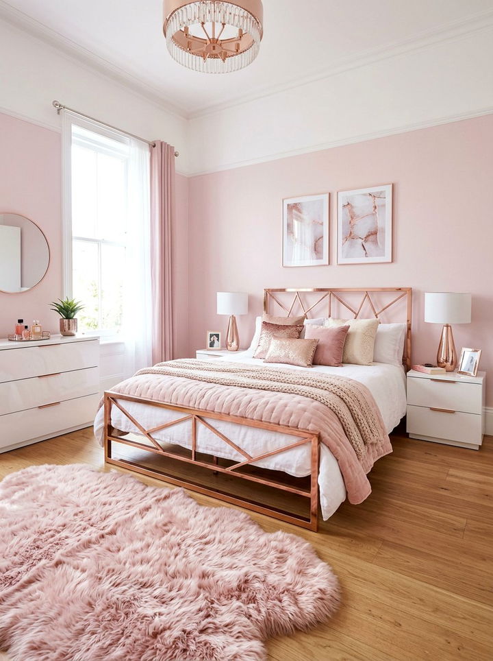 Rose Gold Pink Bedroom - 30 pastel pink bedroom ideas