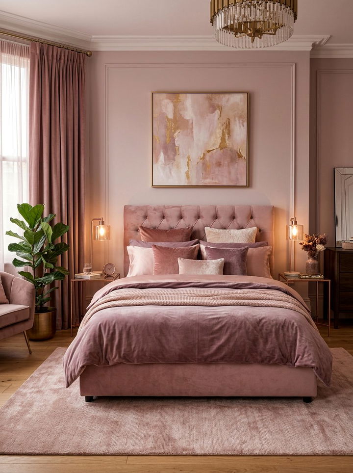 Rose Gold Velvet Bedroom - 30 rose gold bedroom ideas