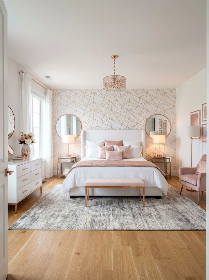 Rose gold and white bedroom - 30 pink and white bedroom ideas