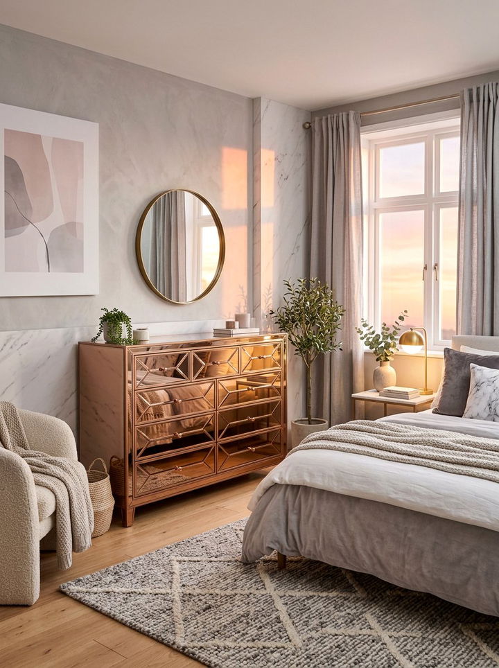 Rose gold mirrored dresser - 30 bedroom mirrored dressers