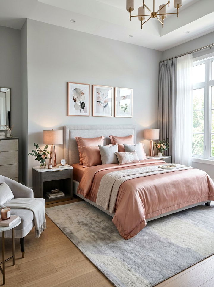 Rose gold silk sheets - 30 bedroom silk bedding ideas