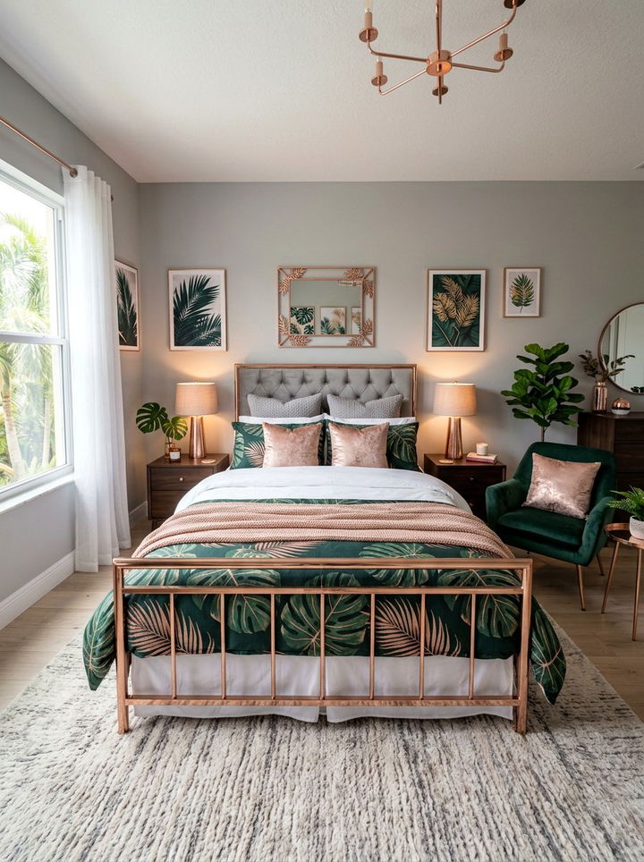 Rose gold tropical bedroom - 30 tropical bedroom color ideas