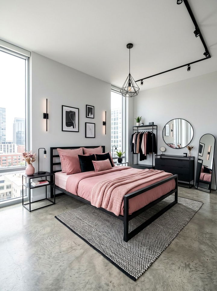 Rose pink and black bedroom - 30 rose pink bedroom ideas