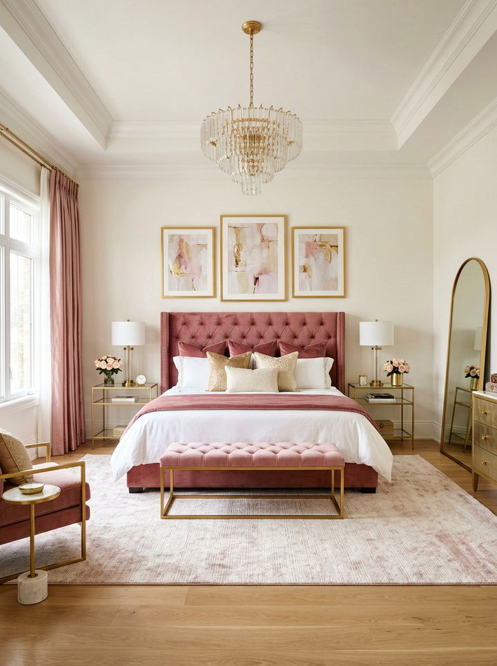 Rose pink and gold bedroom - 30 rose pink bedroom ideas
