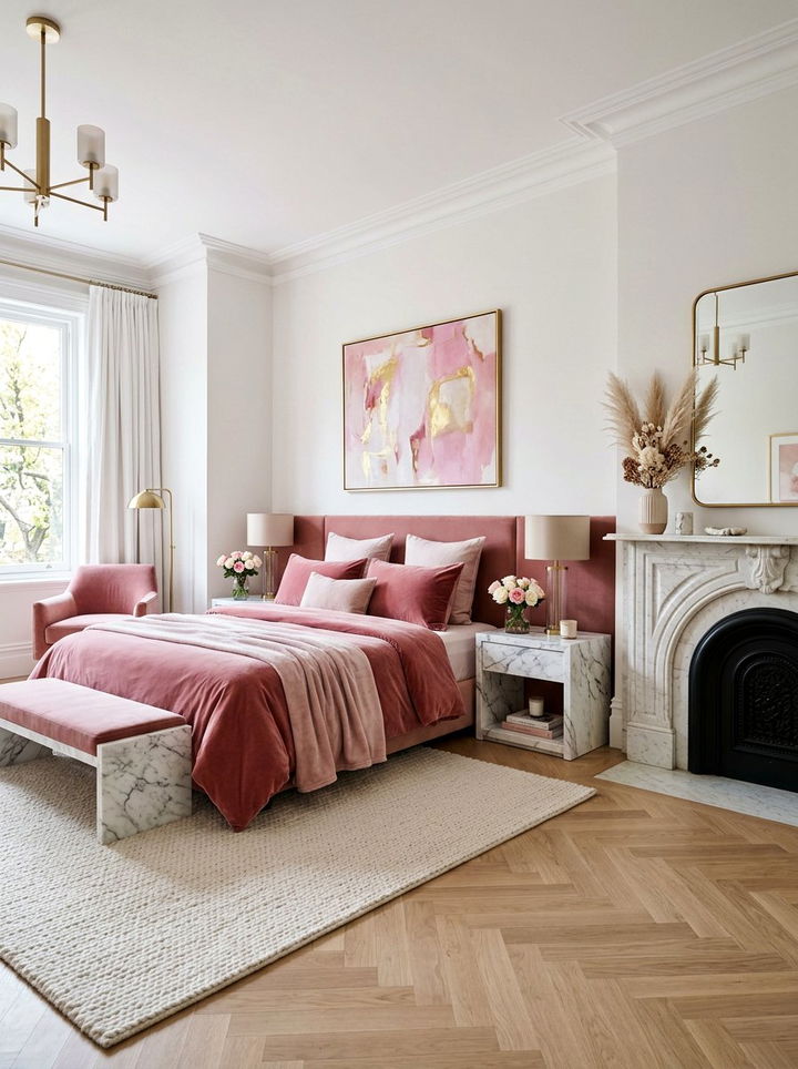 Rose pink and marble bedroom - 30 rose pink bedroom ideas