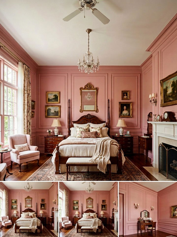 Rose pink paneled walls - 30 rose pink bedroom ideas