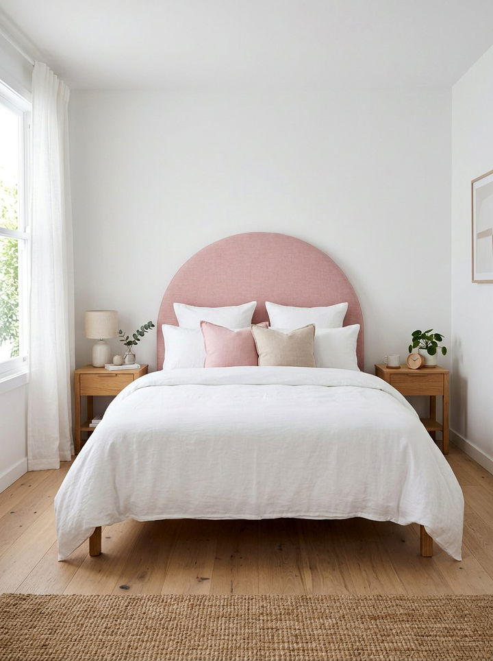 Rose pink upholstered headboard - 30 rose pink bedroom ideas