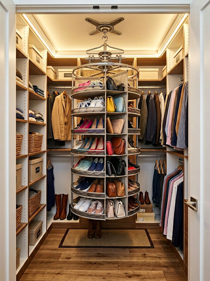 Rotating Hanging Carousel - 30 bedroom hanging organizers