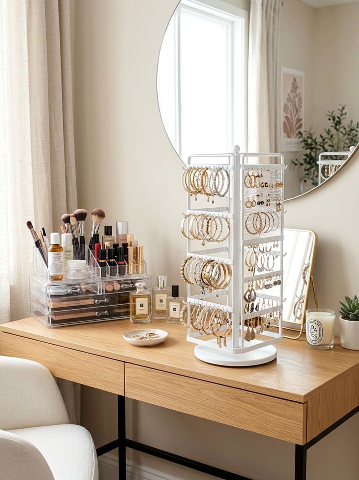 Rotating Jewelry Tower - 30 bedroom jewelry storage ideas