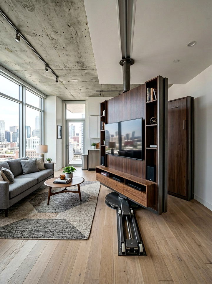 Rotating Murphy Bed With Television - 30 bedroom murphy beds