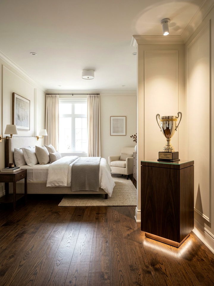 Rotating Trophy Pedestal - 30 bedroom award display ideas