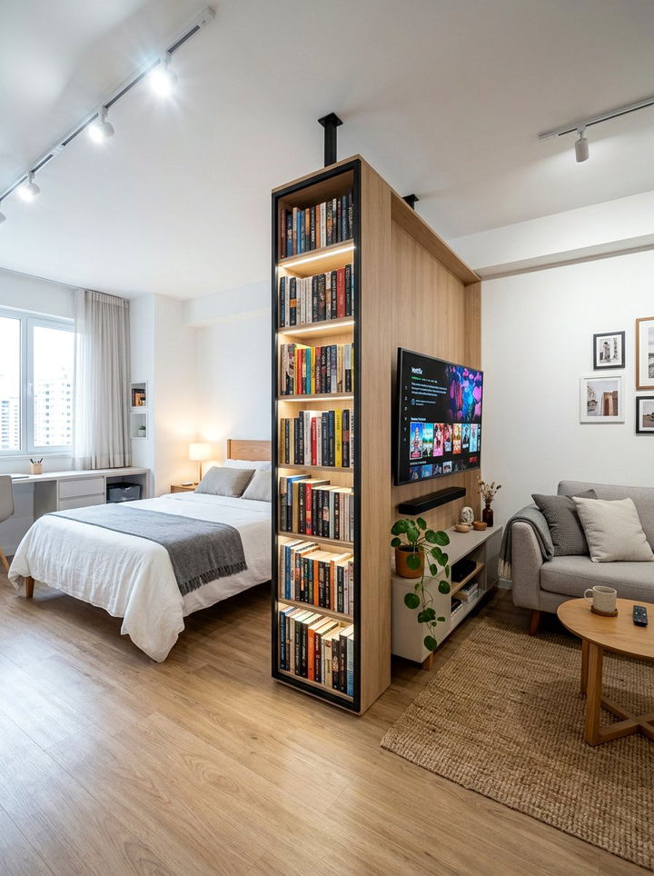 Rotating bookshelf divider - 30 bedroom shelf dividers