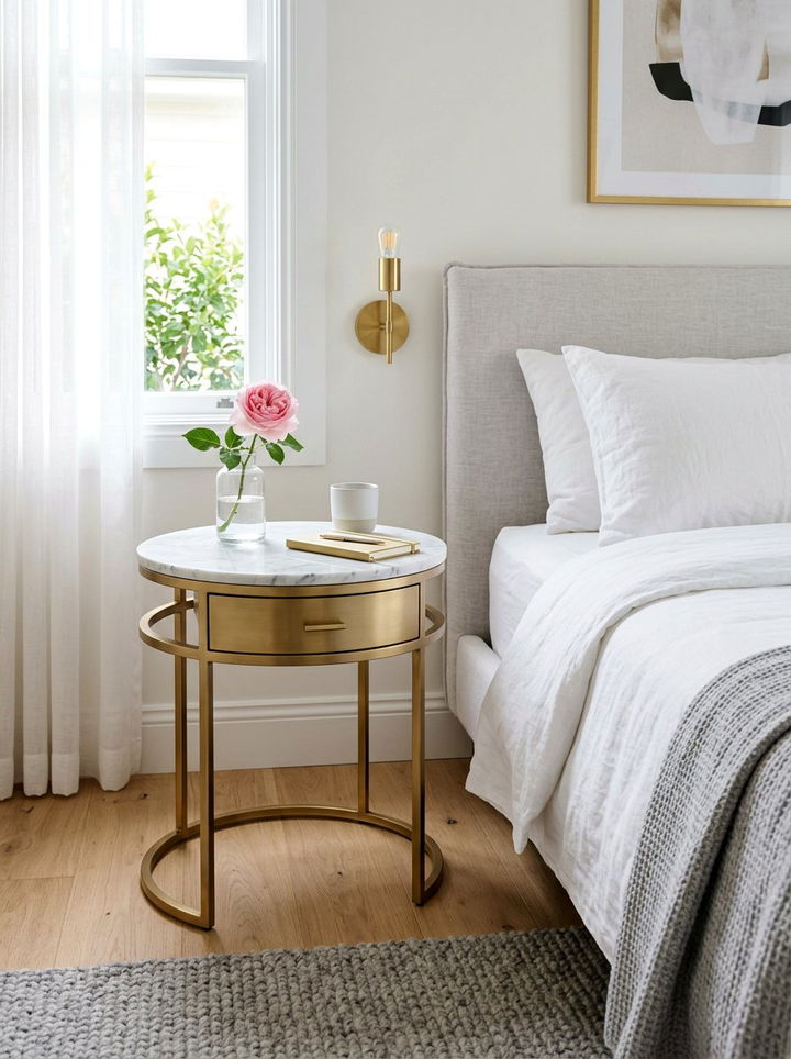 Round Bedside Table - 30 bedroom furniture ideas