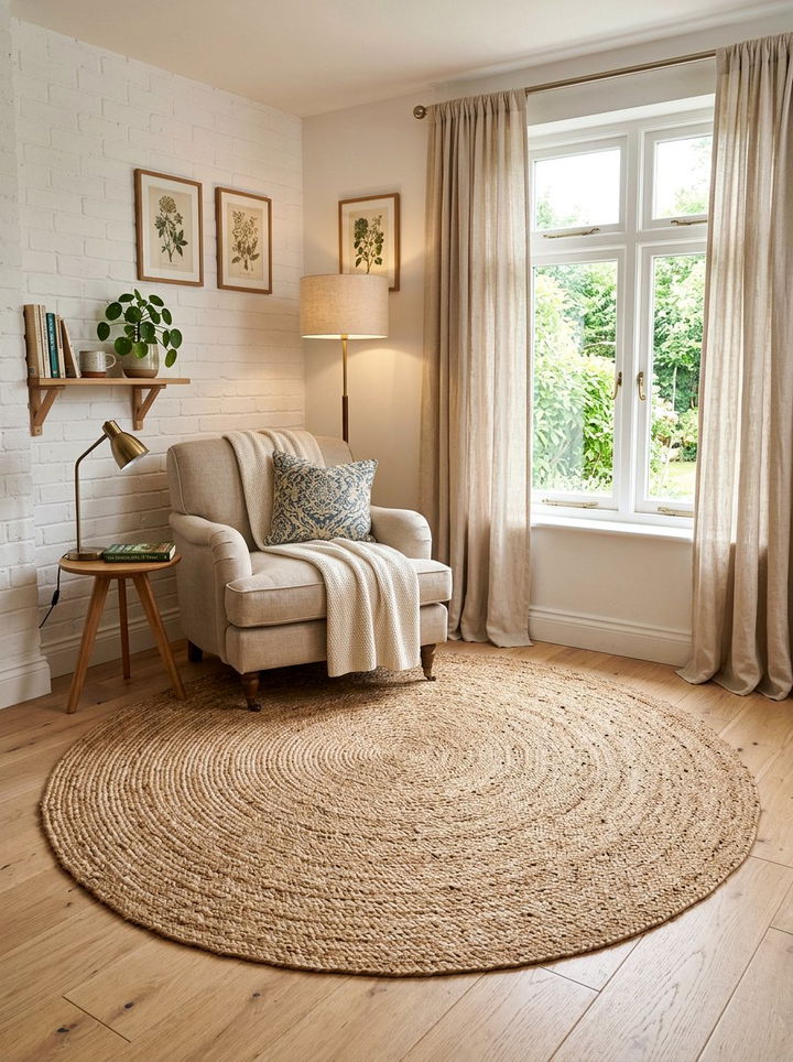 Round Natural Jute Rug - 30 bedroom rugs