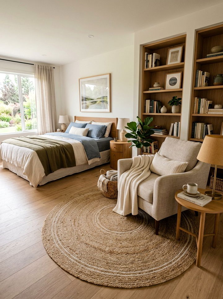 Round Rug Placement - 30 bedroom rug ideas