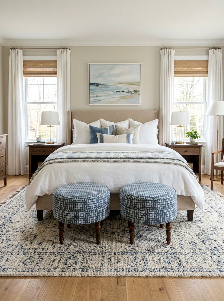 Round Upholstered Stool - 30 bedroom stools