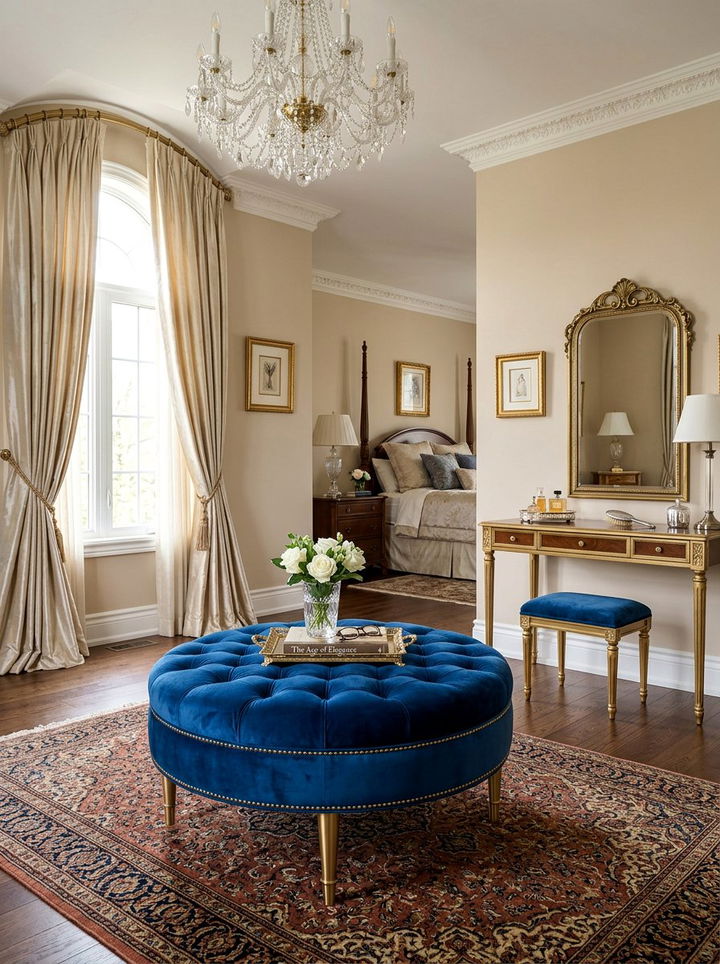 Round Velvet Ottoman - 30 bedroom vanity stools