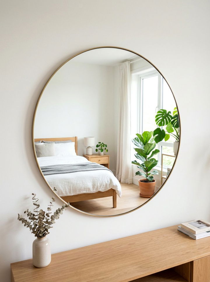 Round Wall Mirror - 30 scandinavian bedroom ideas