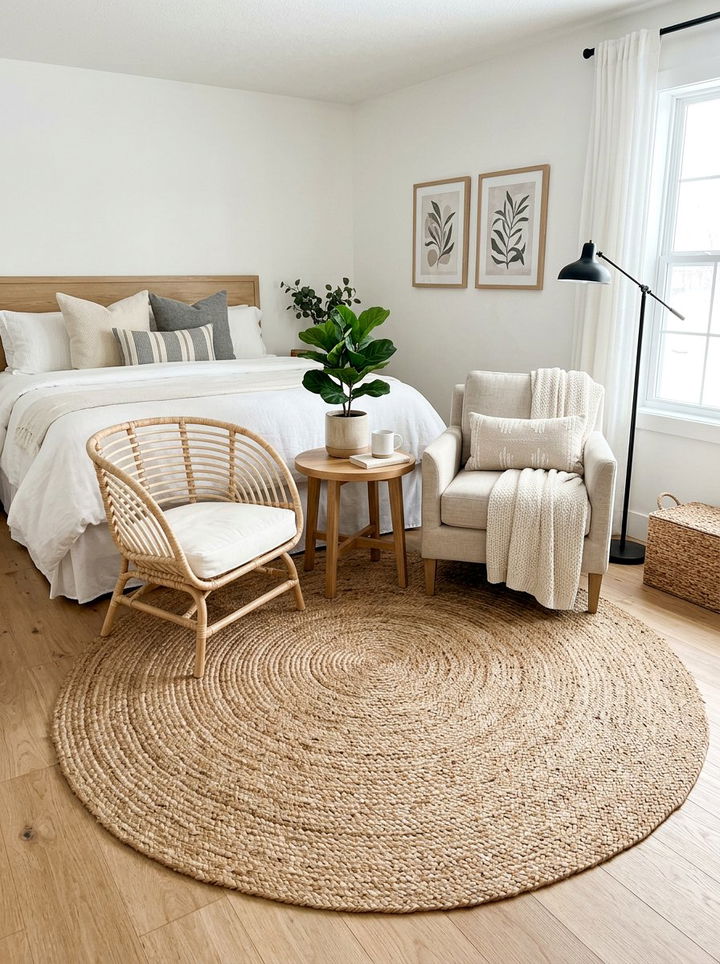 Round bedroom rug - 30 bedroom update ideas