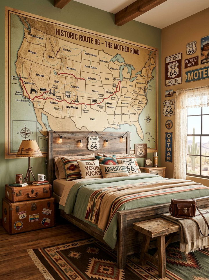Route 66 Road Trip Room - 30 car themed bedroom ideas