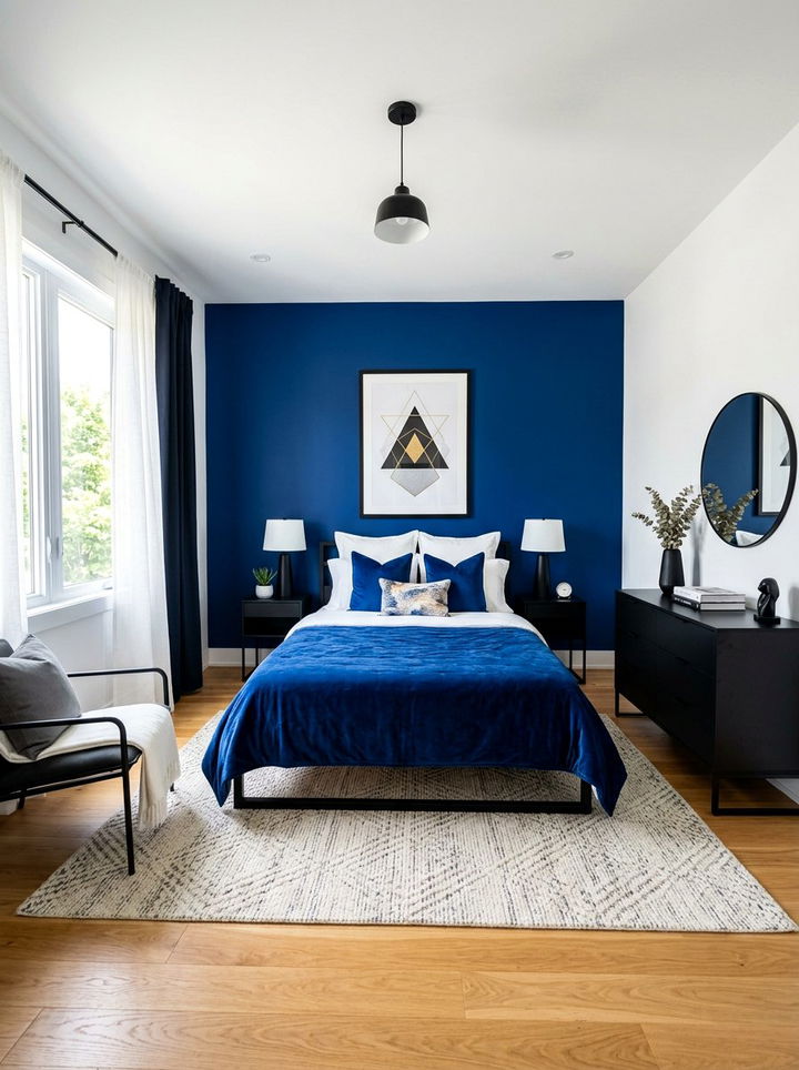 Royal Blue Accent Bedroom - 30 minimalist blue bedroom ideas