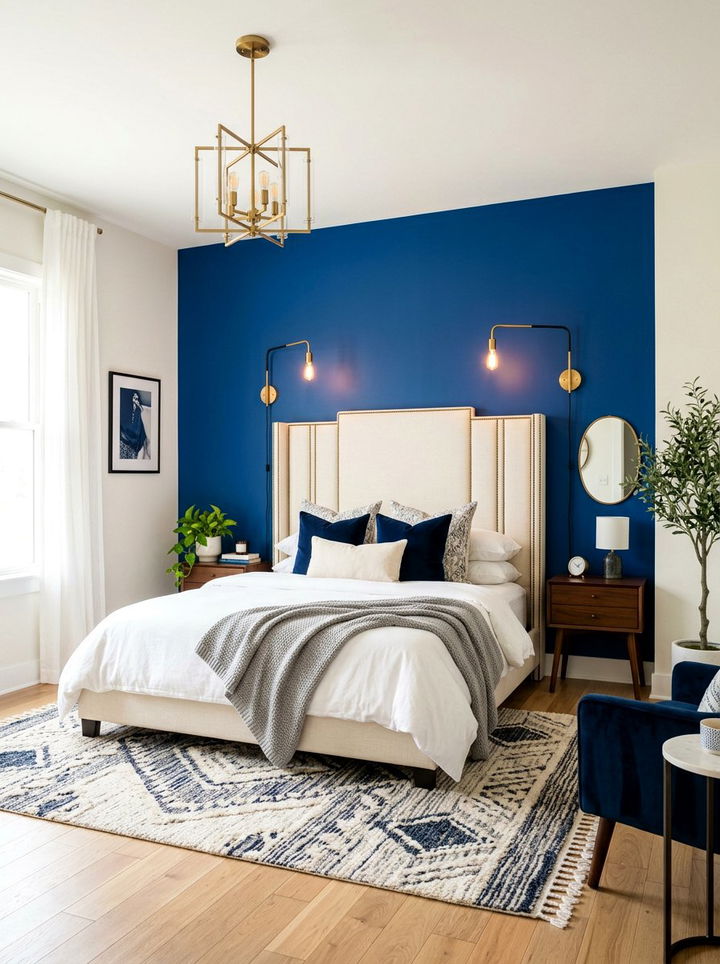 Royal Blue Accent Wall - 30 cool blue bedroom ideas