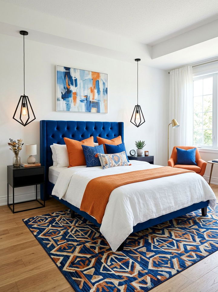 Royal Blue And Tangerine Bedroom - 30 orange and blue bedroom color combo