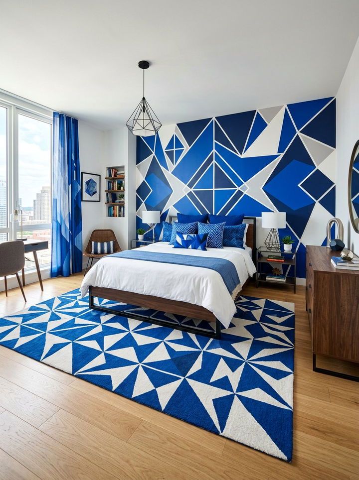 Royal Blue Geometric Bedroom - 30 royal blue bedroom ideas