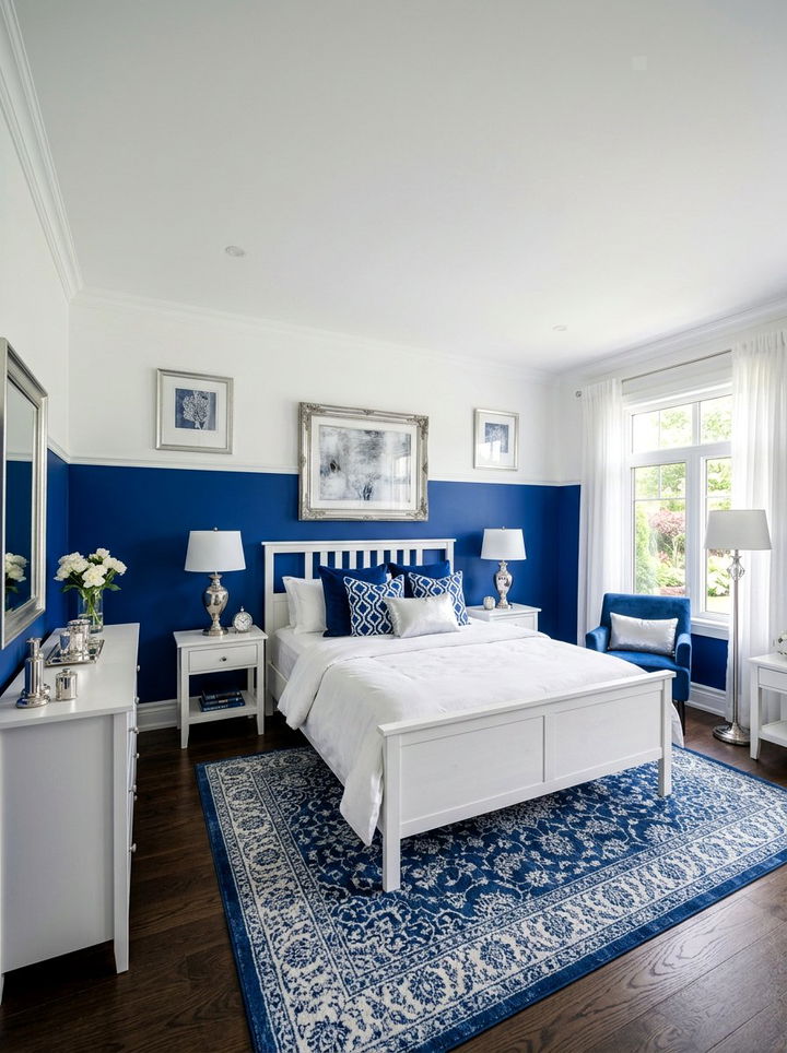 Royal Blue Half Wall - 30 bedroom half painted walls