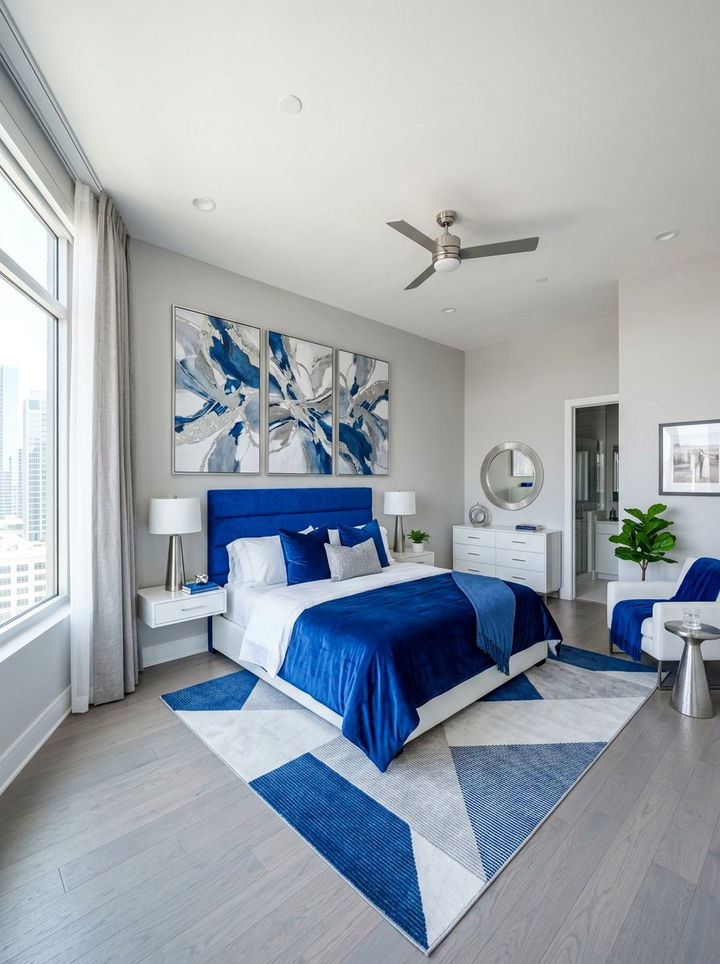 Royal Blue Modern Bedroom - 30 blue bedroom design ideas