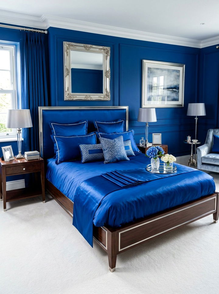 Royal Blue Satin Bedding - 30 satin bedroom ideas