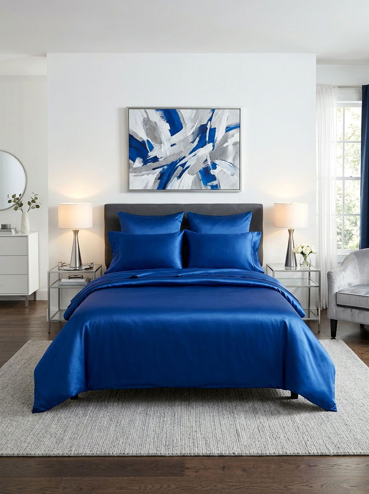 Royal Blue Satin Sheets - 30 bedroom satin bedding ideas