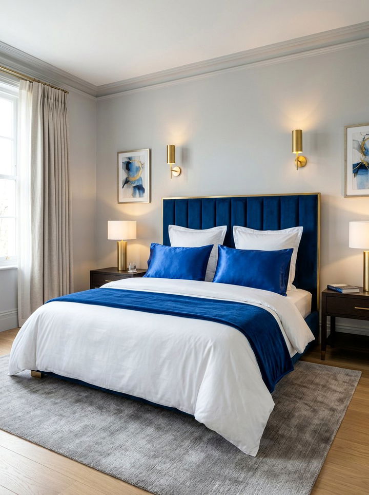 Royal Blue Silk Pillowcases - 30 sapphire bedroom ideas