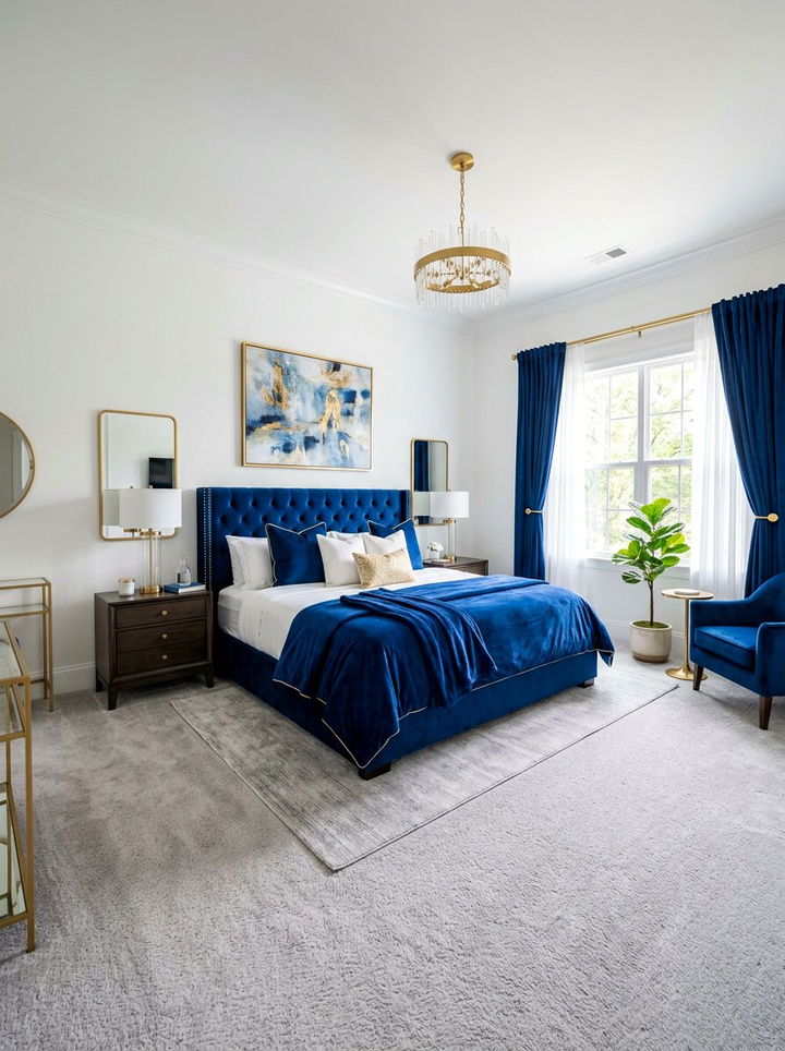 Royal Blue Velvet Bedroom - 30 velvet bedroom ideas