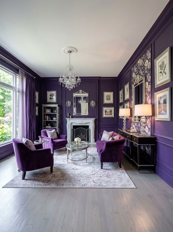 Royal Purple Statement Room - 30 rich color bedroom ideas