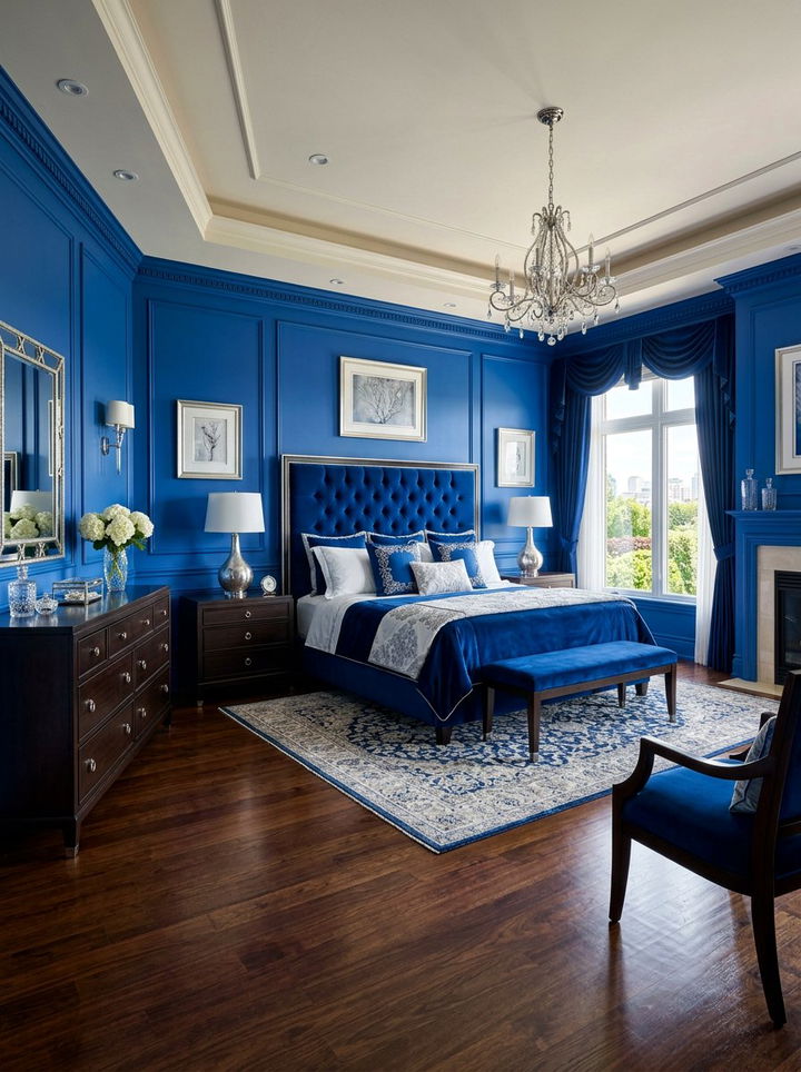 Royal blue and espresso bedroom - 30 blue and brown bedroom color combo