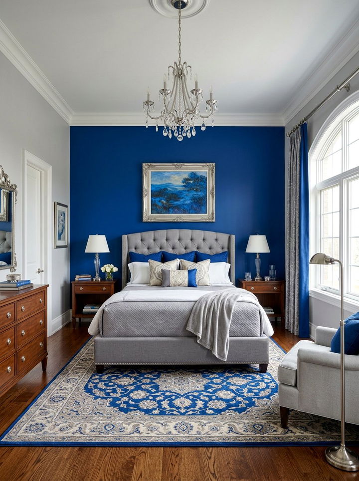 Royal blue and light gray bedroom - 30 two tone bedroom ideas