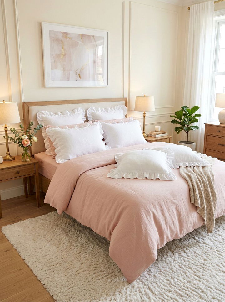 Ruffled linen pillowcases - 30 linen bedroom ideas