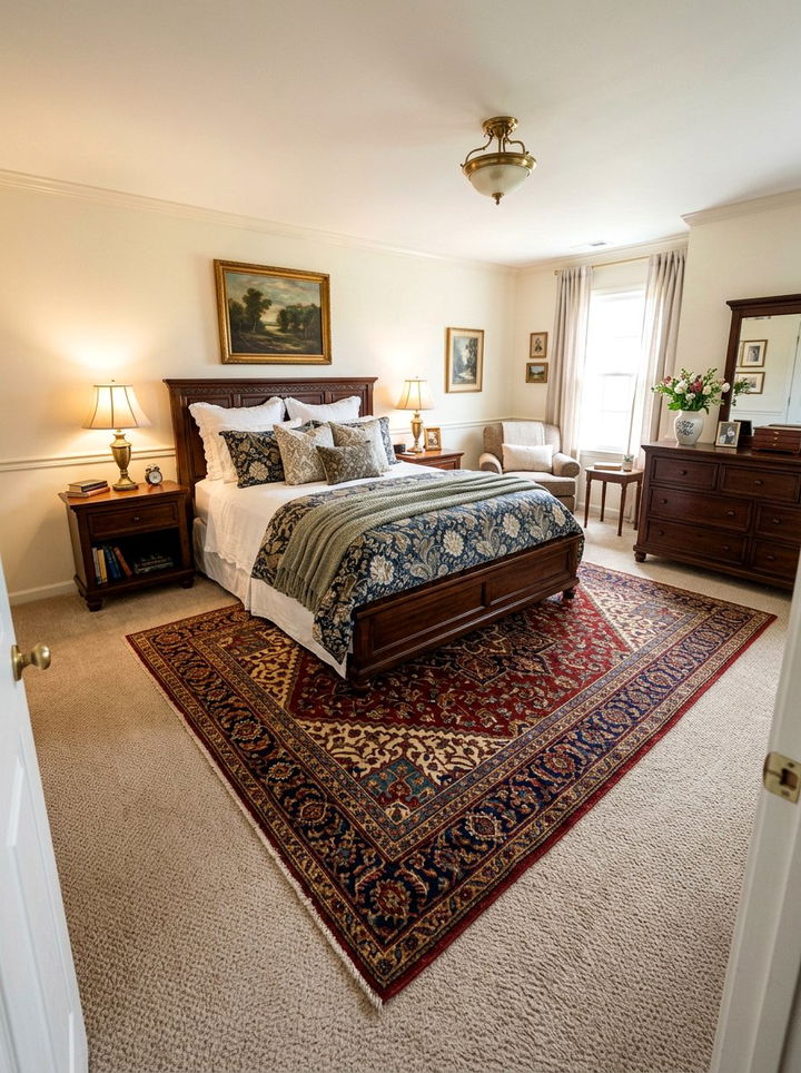 Rug On Carpet - 30 no damage bedroom ideas