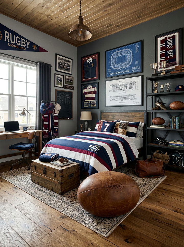 Rugby bedroom - 30 sports themed bedroom ideas