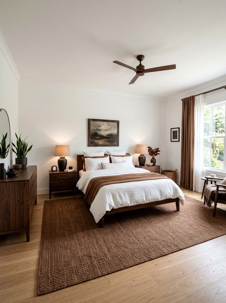 Russet Brown and Coconut White - 30 brown and white bedroom color combo