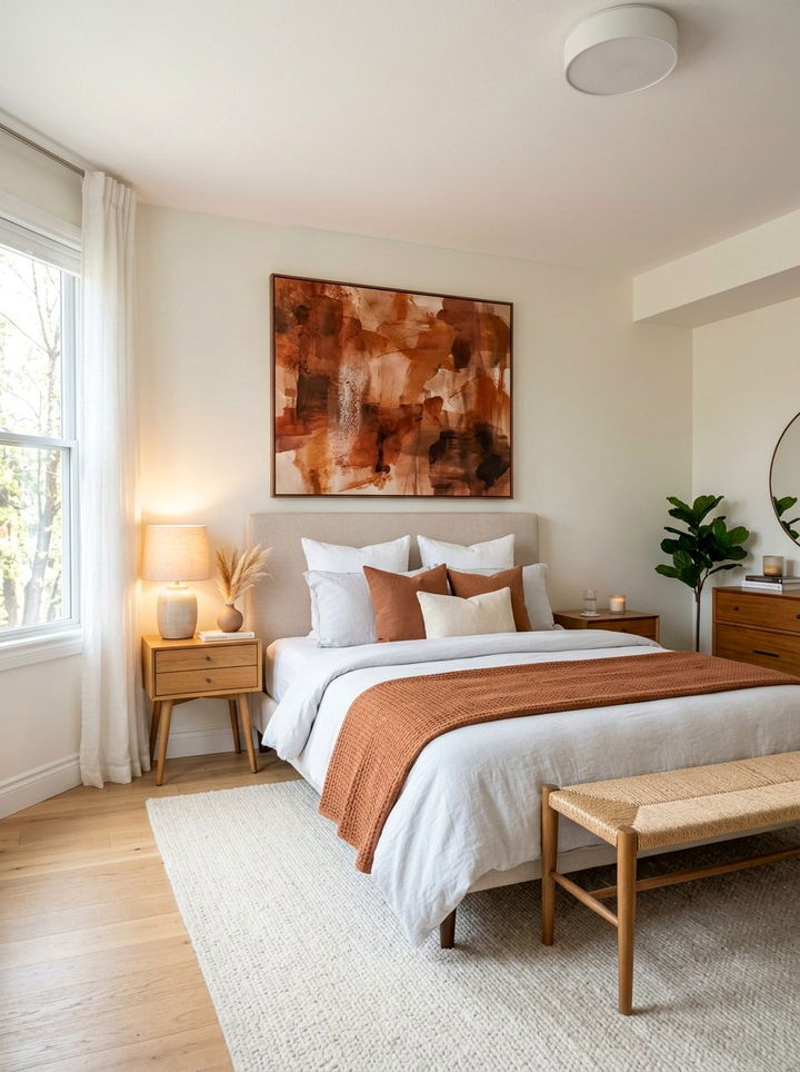 Rust Abstract Art - 30 rust bedroom ideas