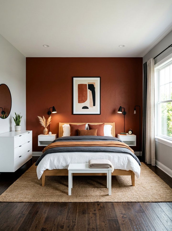 Rust Accent Wall - 30 rust bedroom ideas