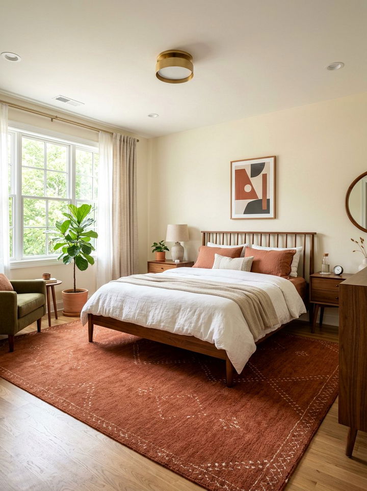 Rust Area Rug - 30 rust bedroom ideas