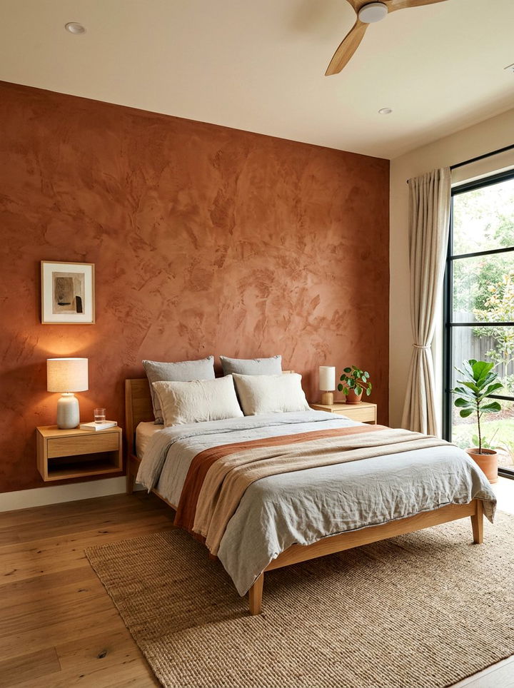 Rust Clay Wall - 30 rust bedroom ideas