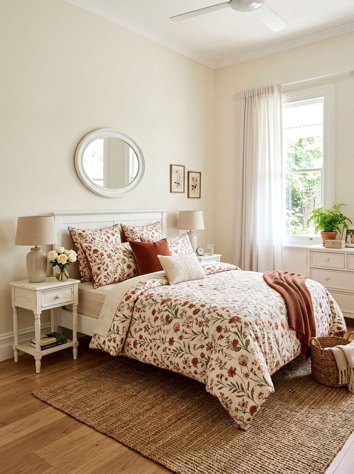 Rust Floral Bedding - 30 rust bedroom ideas