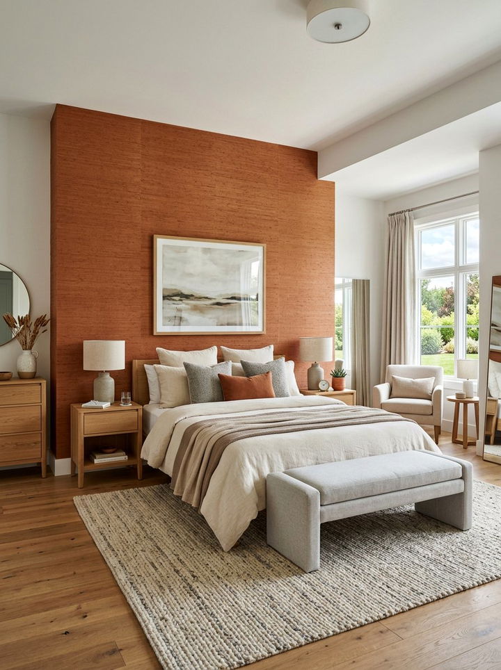 Rust Textured Wallpaper - 30 rust bedroom ideas