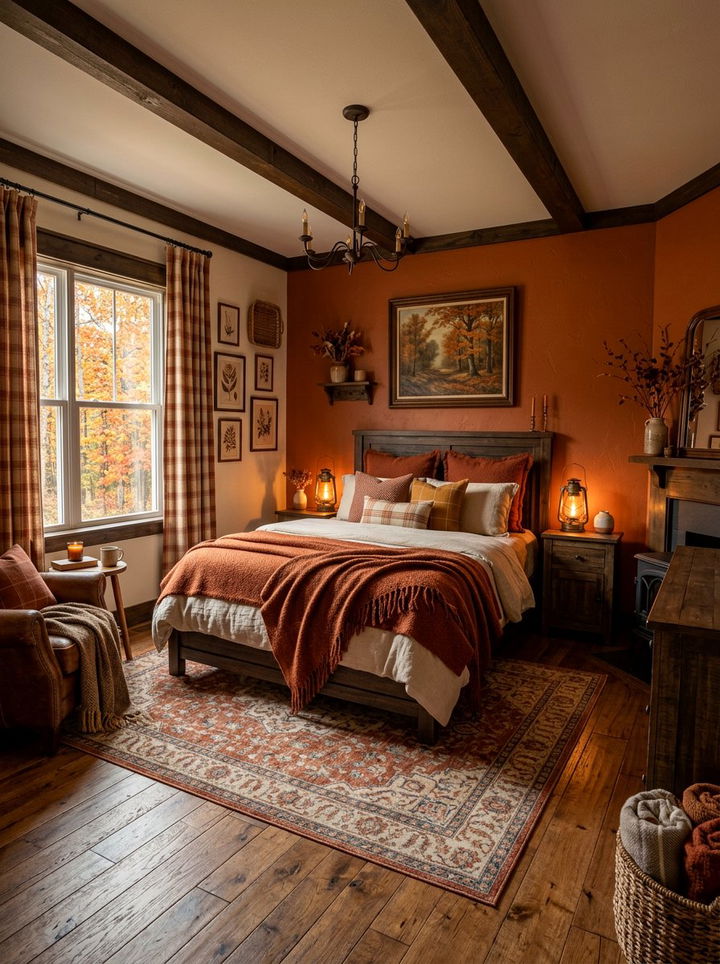 Rust orange bedroom - 30 cottagecore bedroom color ideas