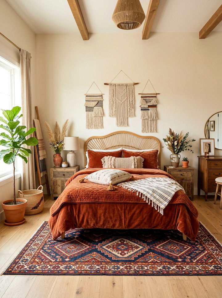 Rust velvet bedding - 30 bedroom velvet bedding ideas